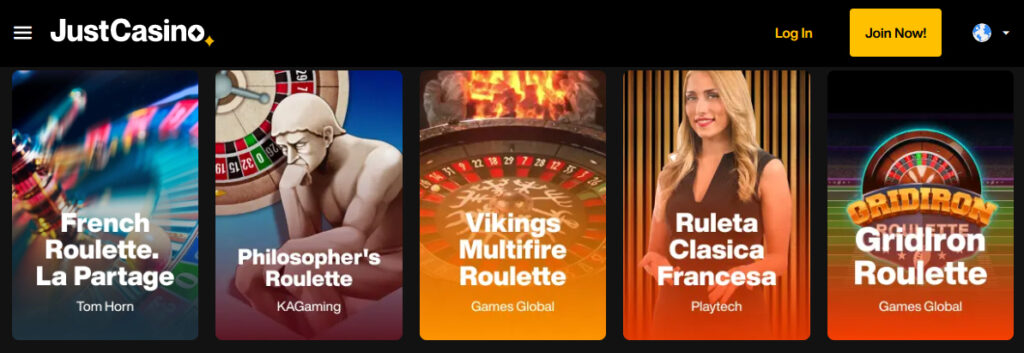 JustCasino offers a wide range of unique roulette options.