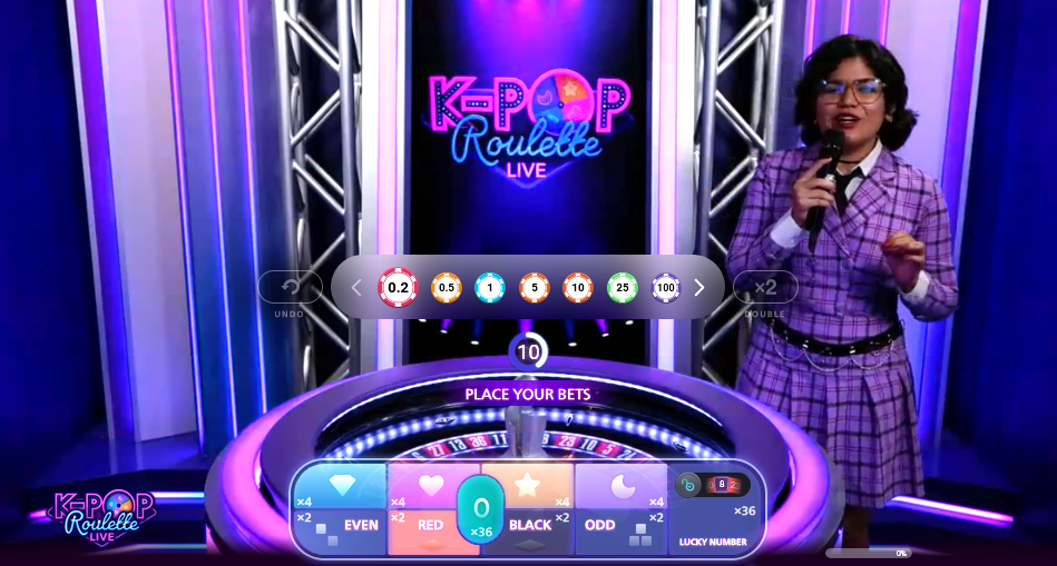 One of the more unique titles you'll find at Playzilla: K-Pop Roulette from Playtech.