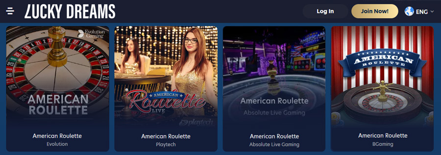 American Roulette options at Lucky Dreams Casino