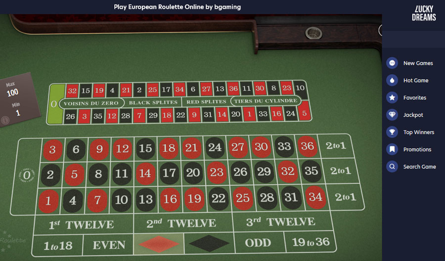 You can find the real money version of BGaming's European Roulette at Lucky Dreams 