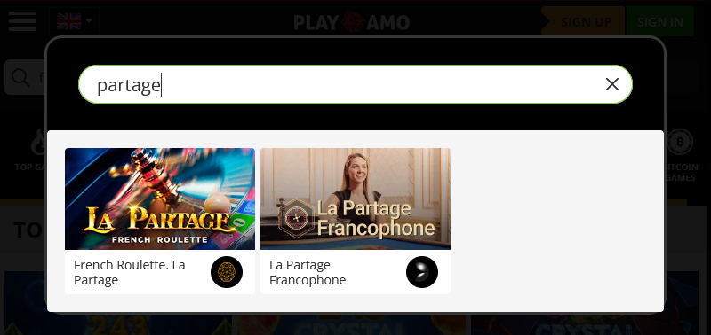 Even though it's not a game per se, rather a rule, Playamo offers two game titles called 'La Partage'