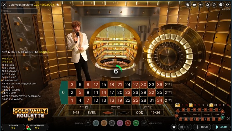 Gold Vault Roulette Vorschau Setzphase