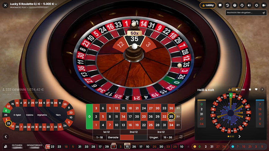 Lucky 6 Roulette Vorschau Multiplikator Gewinn