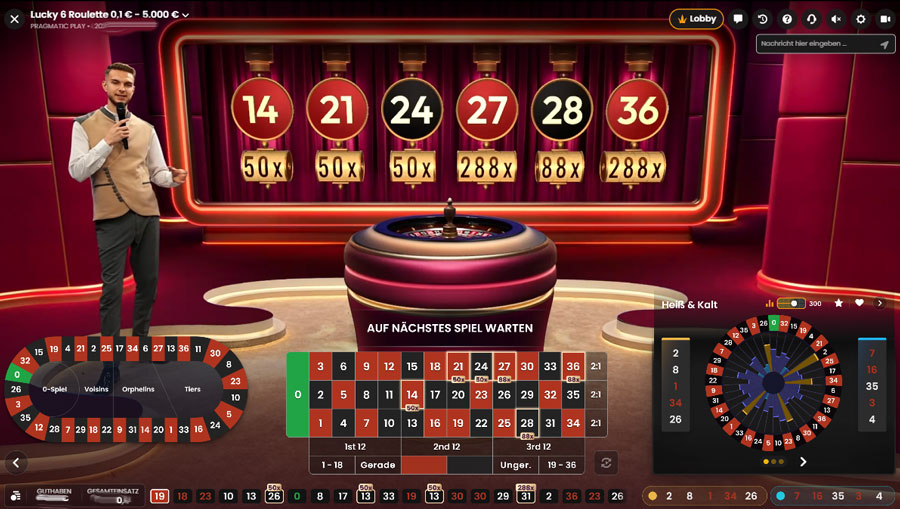 ©Pragmatic Play & Stake | Lucky 6 Roulette bietet einen übersichtlichen Aufbau.