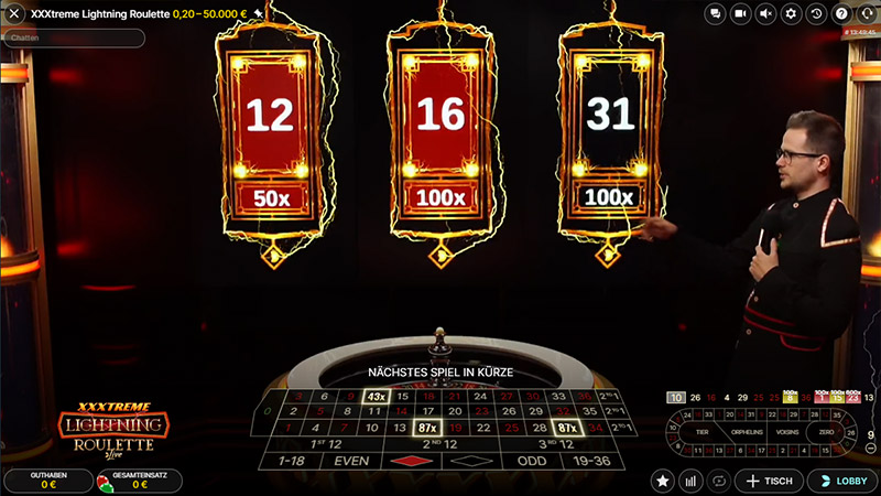 XXXtreme Lightning Roulette Vorschau Blitzzahlen