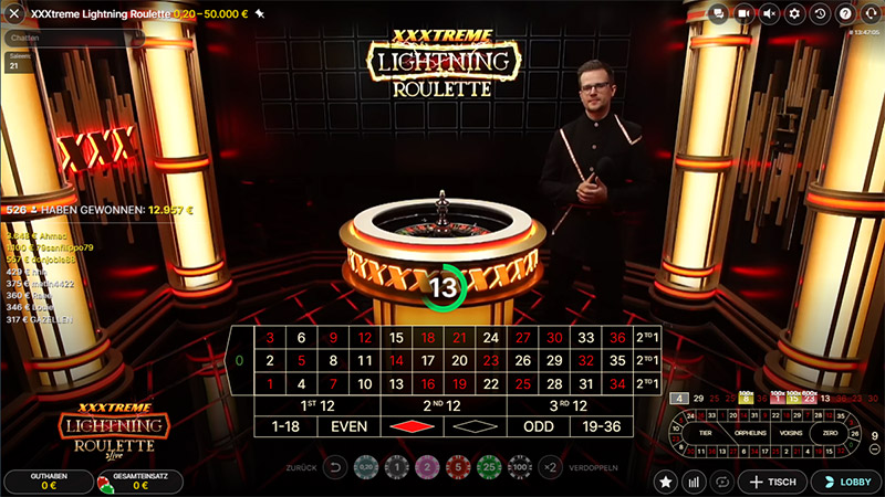 XXXtreme Lightning Roulette Vorschau Einsaetze